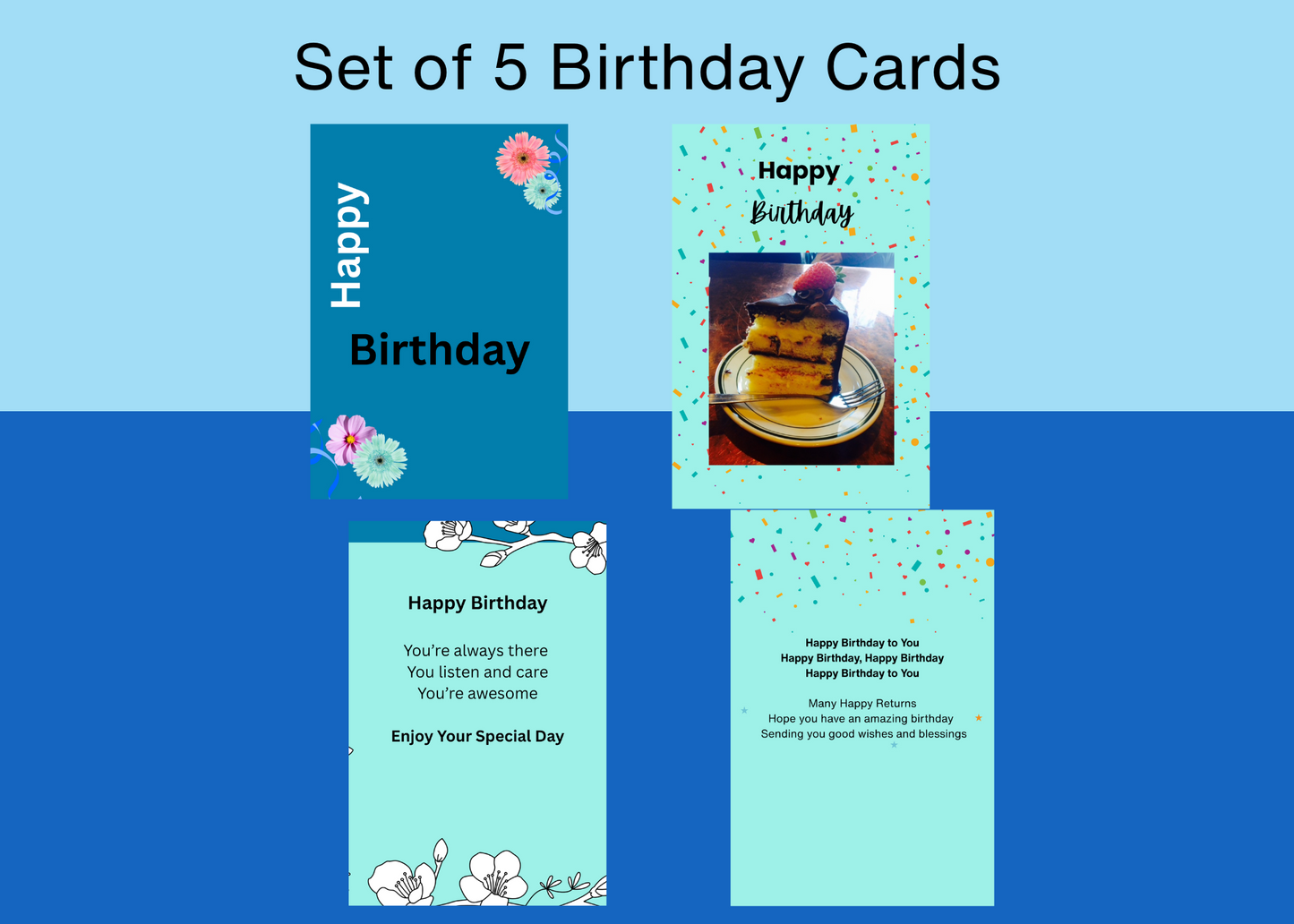 Set of 5 Birthday Cards