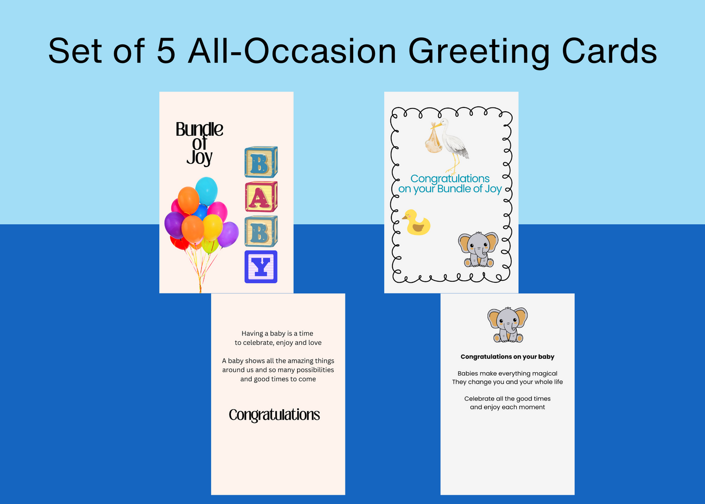 Set of 5 Occasion Greeting Cards