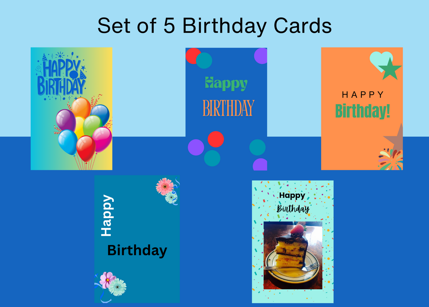 Set of 5 Birthday Cards