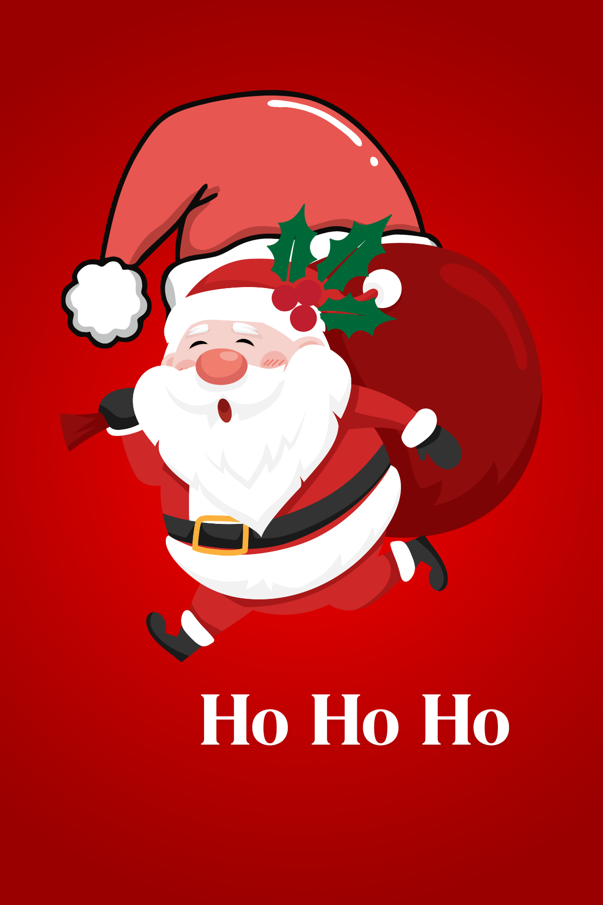 Ho Ho Ho Santa Red Christmas Card