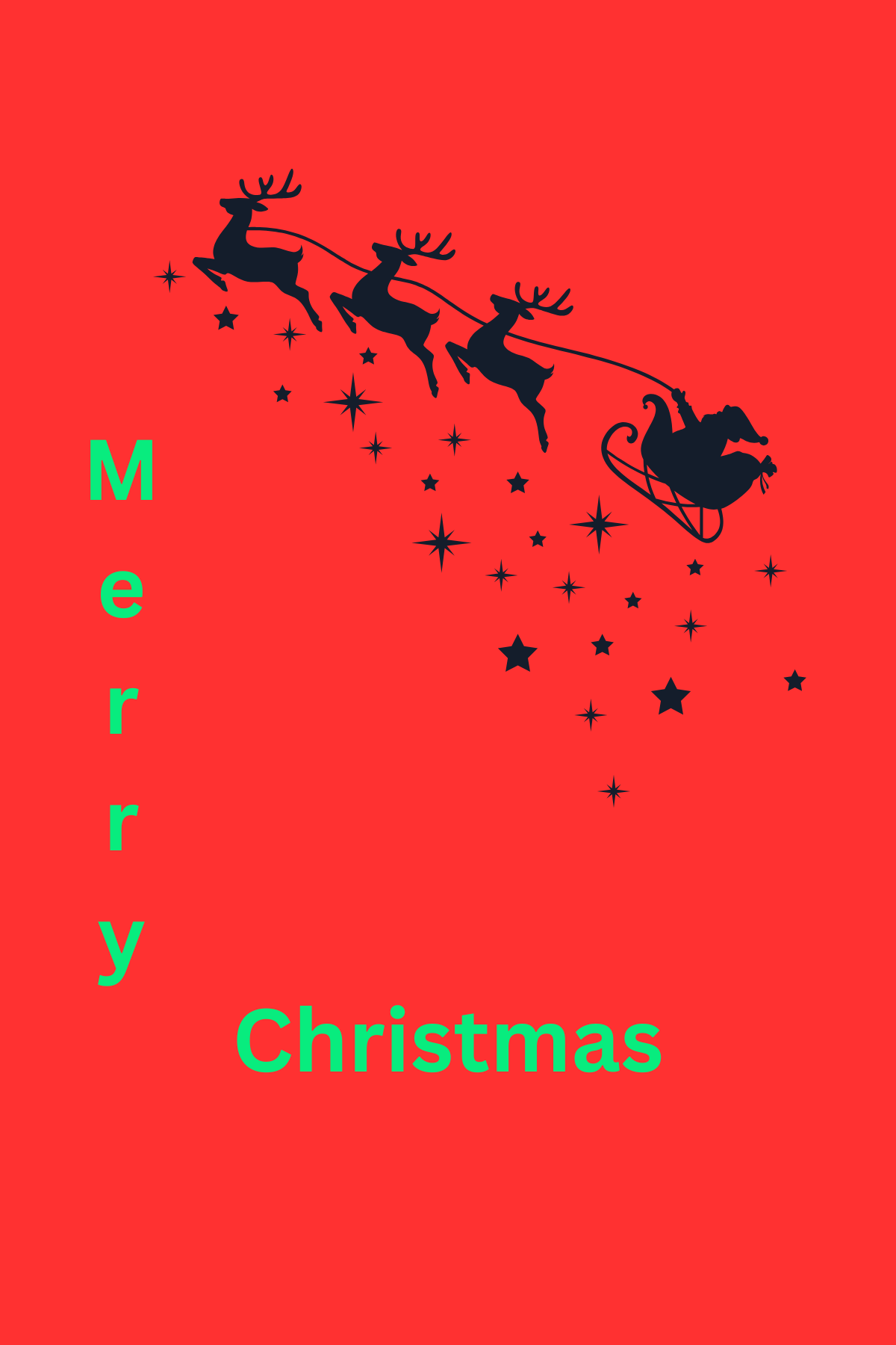 Flying Sleigh Christmas Greeting Card