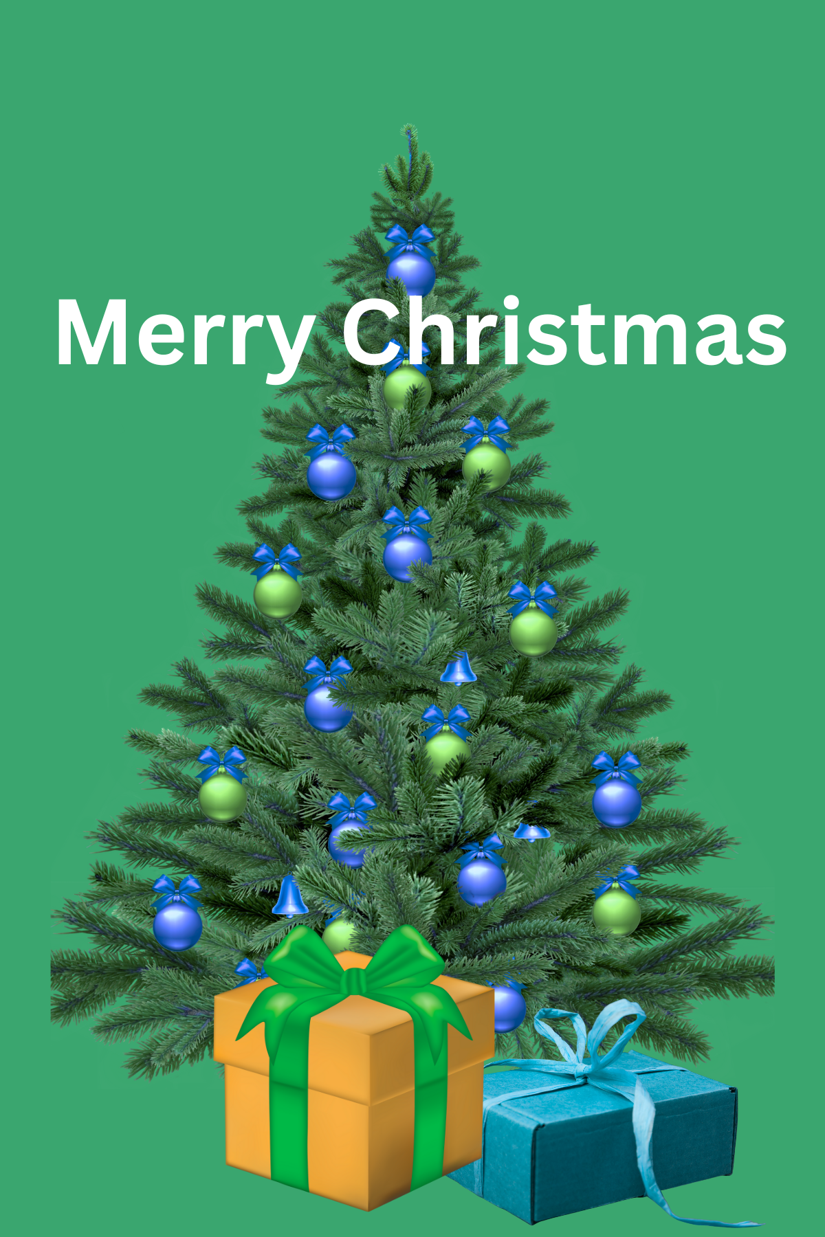 Blue & Green Christmas Tree Card