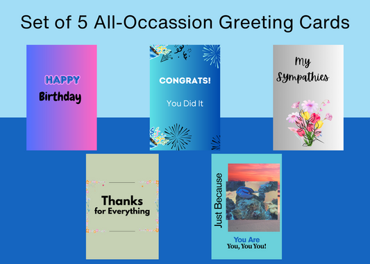 Set of 5 All Occasion Greeting Cards