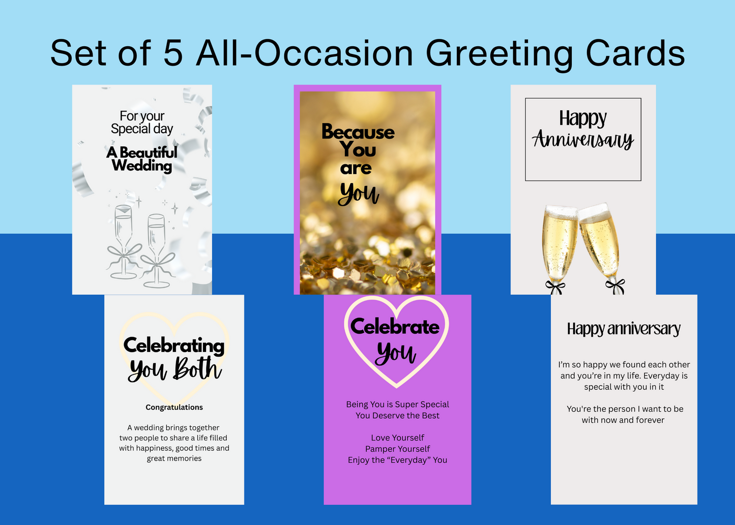 Set of 5 Occasion Greeting Cards