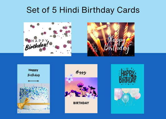 Set of 5 Hindi Birthday Cards
