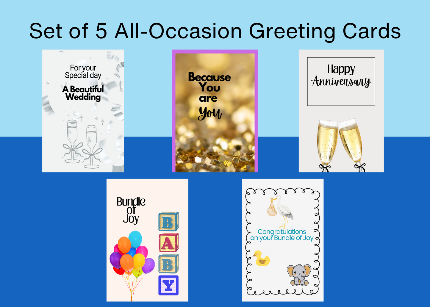Set of 5 Occasion Greeting Cards
