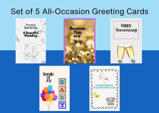 Set of 5 Occasion Greeting Cards