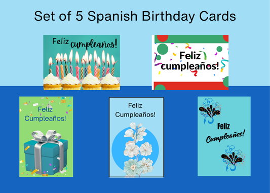 Set of 5 Spanish Birthday Cards