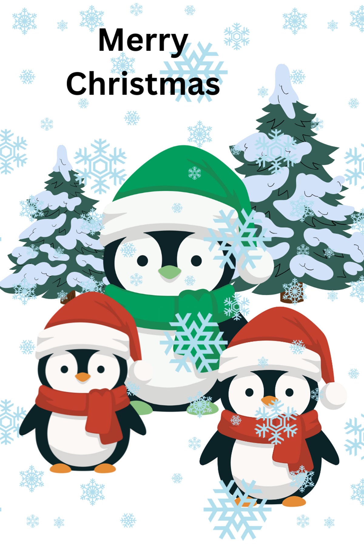 Penguin Family Merry Christmas Card