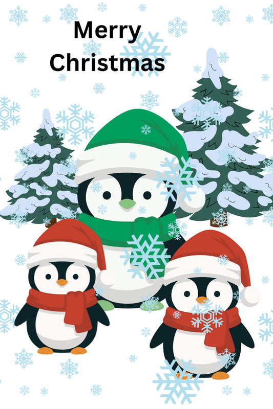 Penguin Family Merry Christmas Card